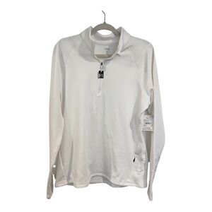 DSG Womens Run Grid 1/4 Zip Pure White Fleece Pullover XL NWT DAW24202